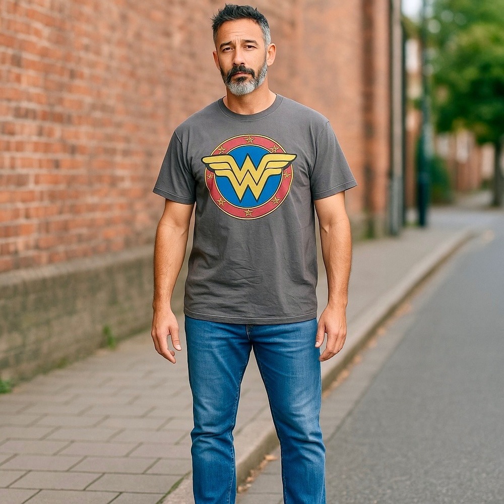 Wonder Woman Graphic T-Shirt Superhero Logo Tee Menswear